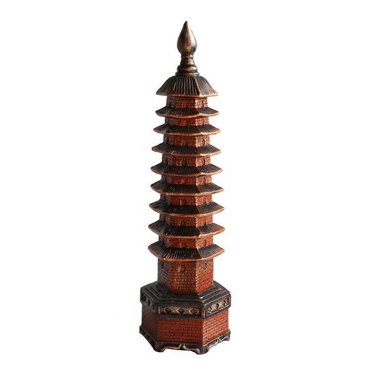 China style Fengshui Table decor buddisim poly resin buddha tower statue
