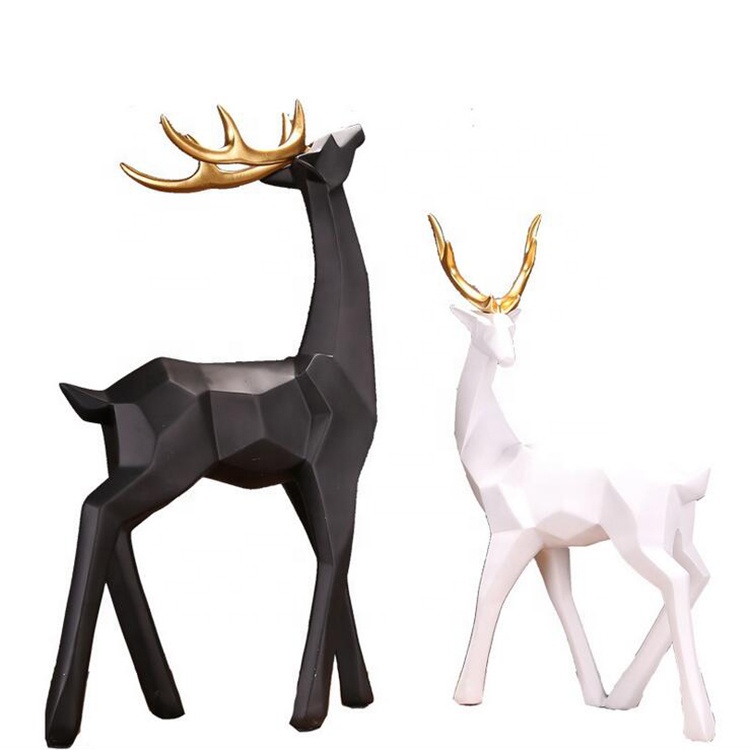 Home decor Polyresin Antique life size resin reindeer sculpture for sale