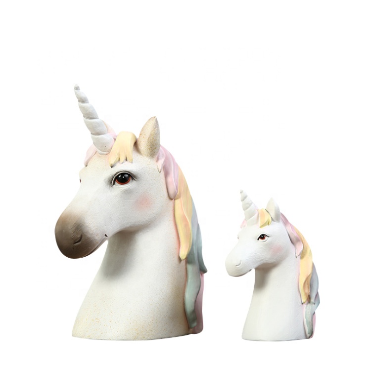 Custom promo eco Christmas gift horse unicorn head resin figurine for kids