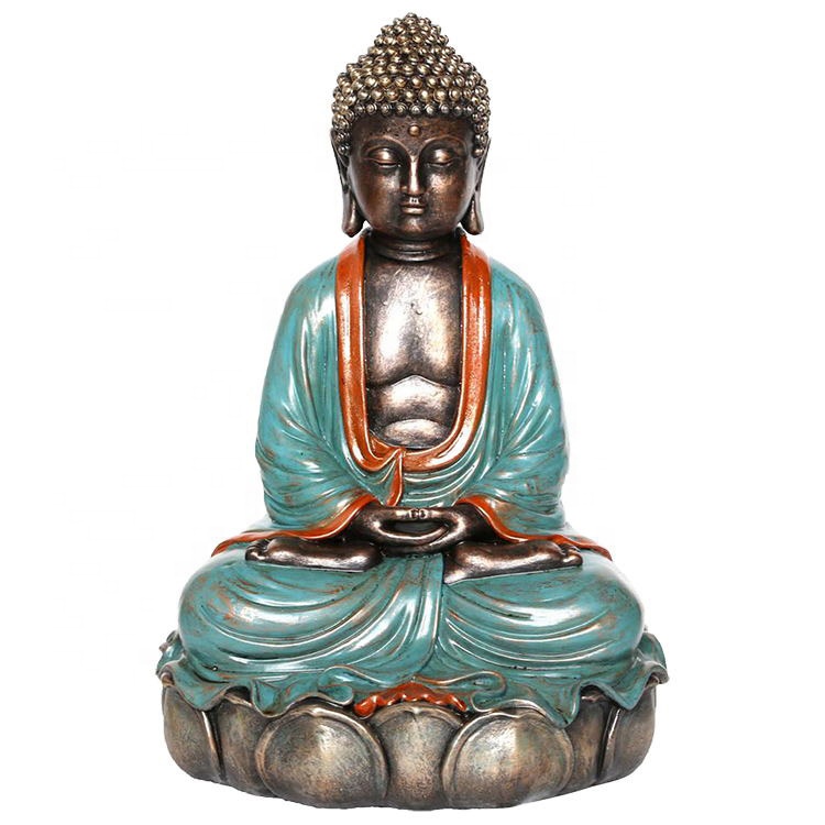 Wholesale polystone Buddsim home decor resin meditation sitting buddha statue on lotus