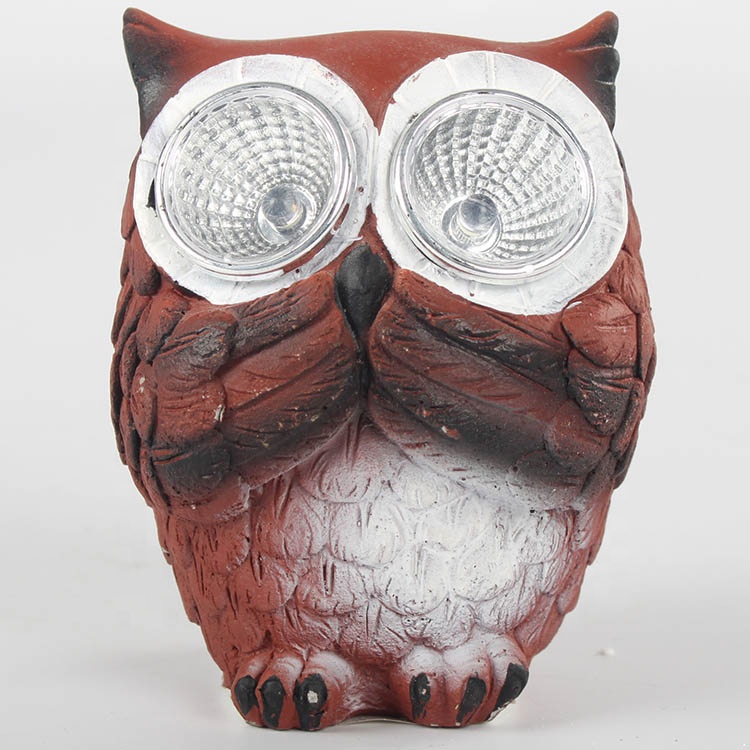 Customized cement Owl statue solar garden decor light