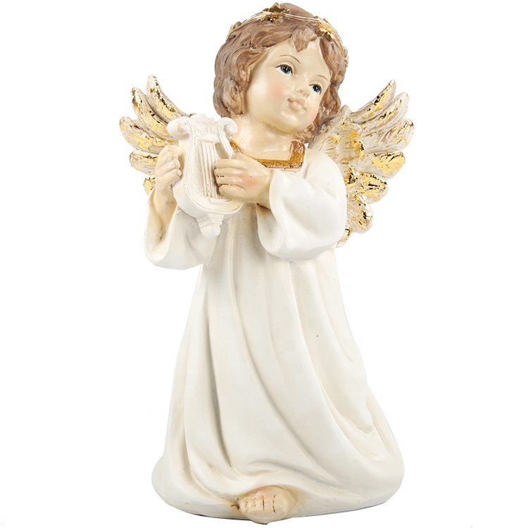 Home decorative engel resin colored dark polyresin fat cherub angel statue with Led decor