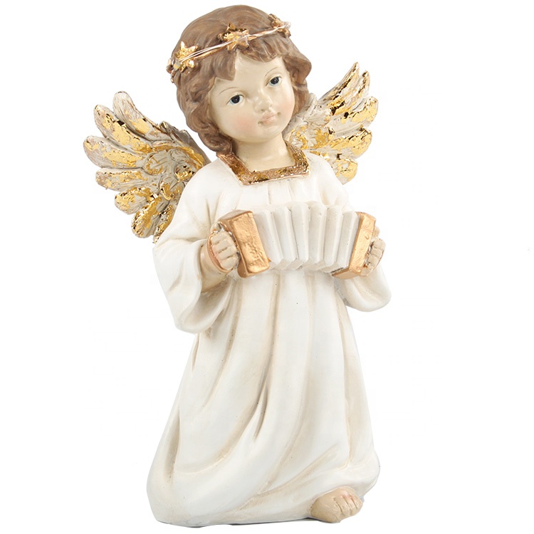 Home indoor home daily decor colored ornament resin angel figurine with led