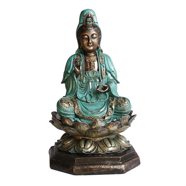 Wholesale polystone Buddsim home decor resin meditation sitting buddha statue on lotus