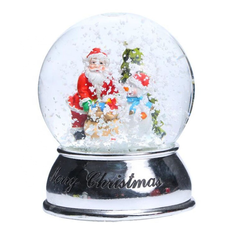 2019 China supplier Christmas snowflake santa claus water snow globe with blowing snow