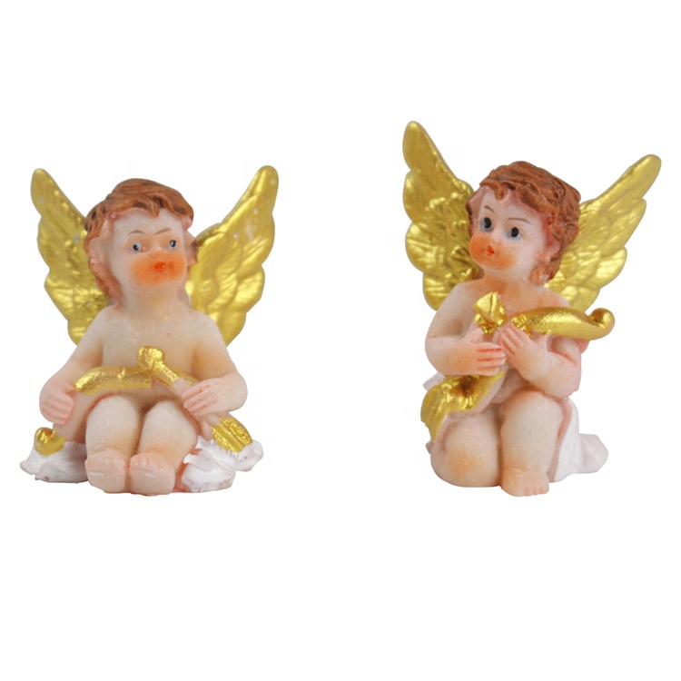Wholesale custom small size lovely resin wing cherub angel figurine for kids