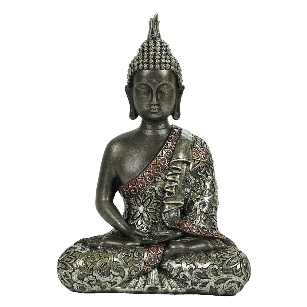 New arrive tabletop inner heart peaceful Meditating Resin and natural stone Thai buddha Statue for home decor