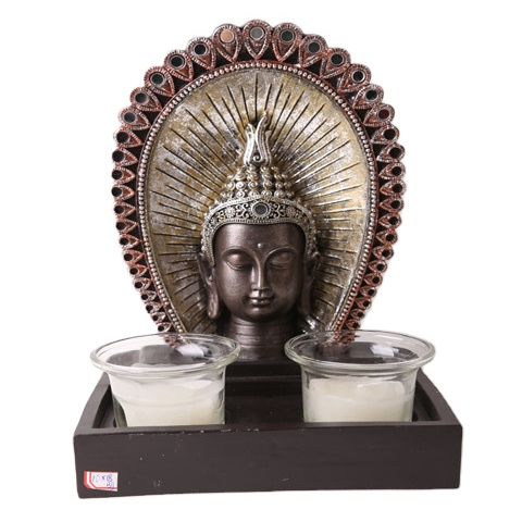 Custom peaceful harmony resin Meditating gift, resin Thai buddha head statue with Halo with foundation