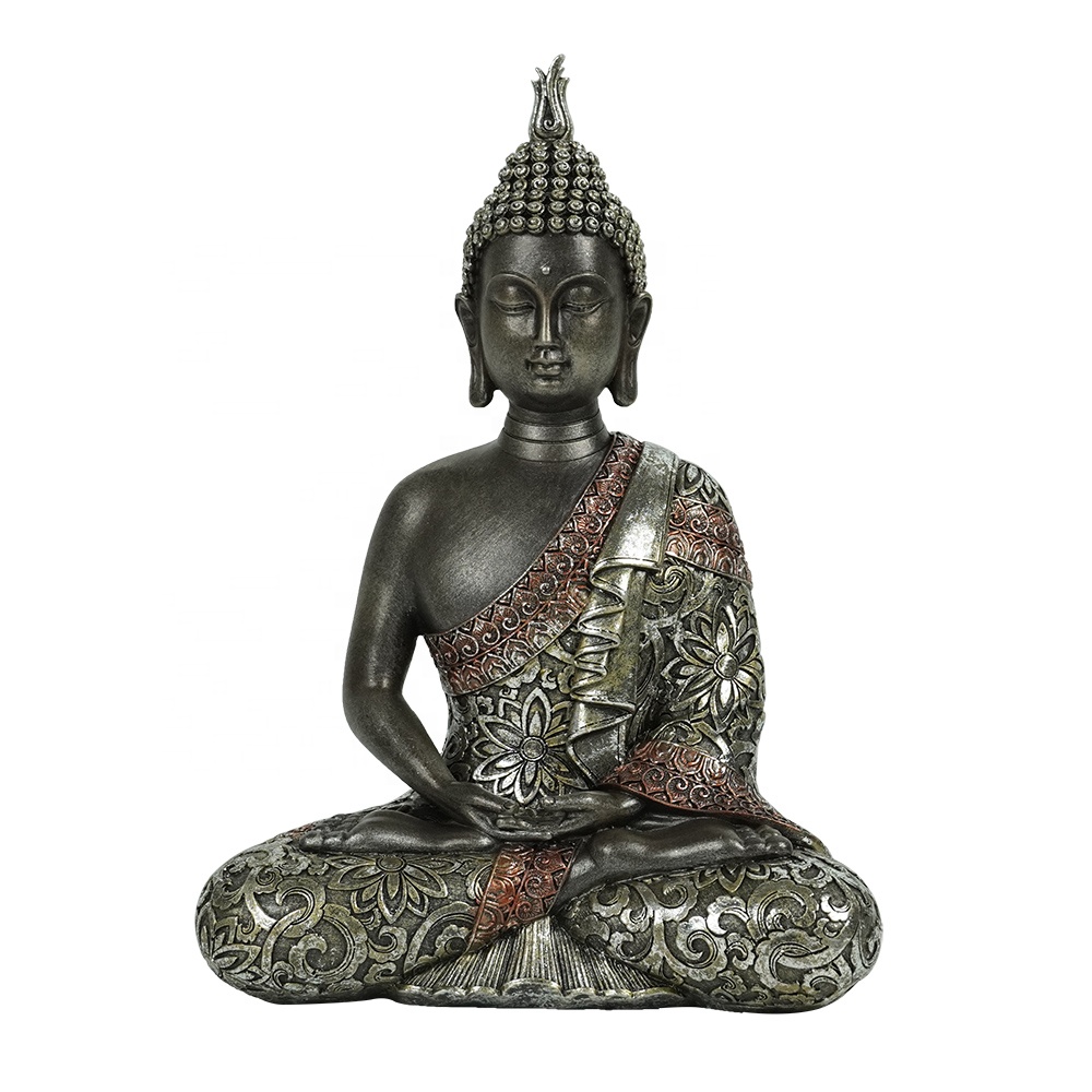 Wholesale natural stone durable tabletop resin peaceful Meditating Sitting Thai Buddha Statue in stock