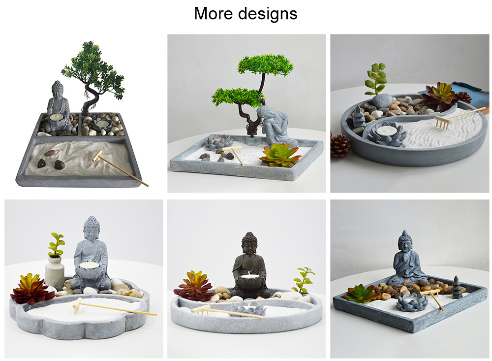 Resin factory direct meditation Sand zen buddha fountain with tealight candle holder