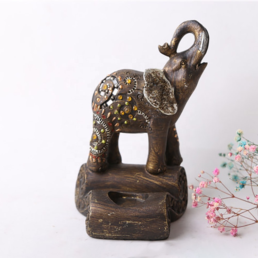 Wholesale tabletop elephant on stock resin statue decoration home decoration