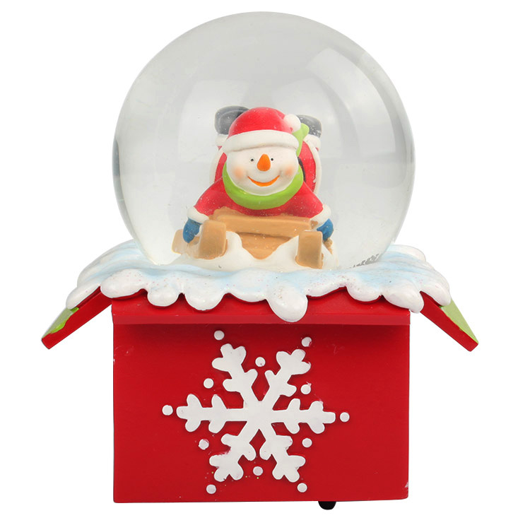 Custom Christmas snow globe resin glass ball with giftbox base and music