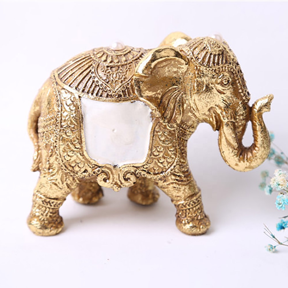 Wholesale tabletop resin  golden walking elephant statue decoration home decoration