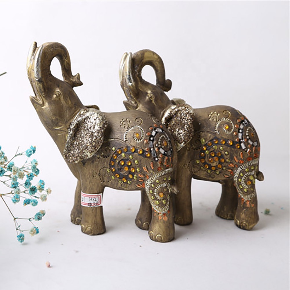 Wholesale tabletop gray elephant resin statue decoration home decoration