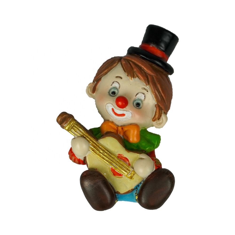 Custom made Home decor polyresin gift mini resin clown figurine with Guitar