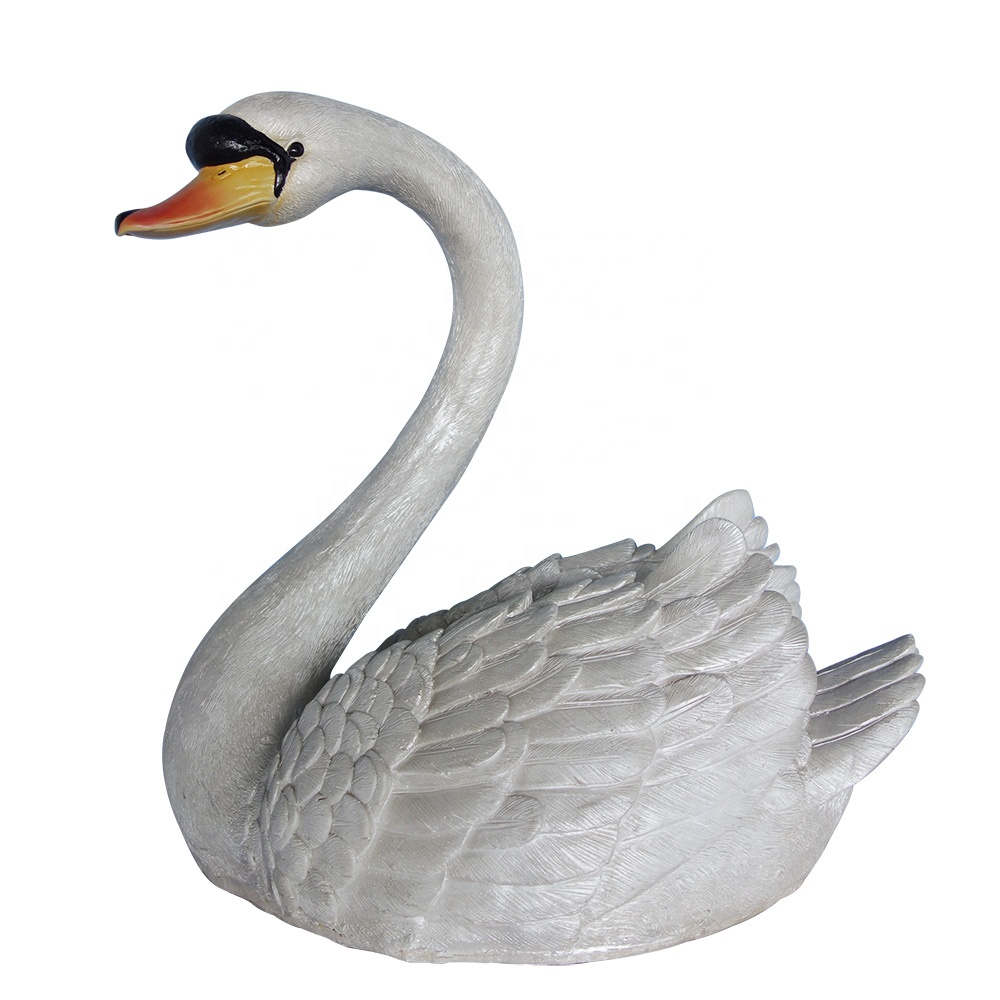 Wholesale custom made resin animal sculpture, polyresin swan figurine for garden decor
