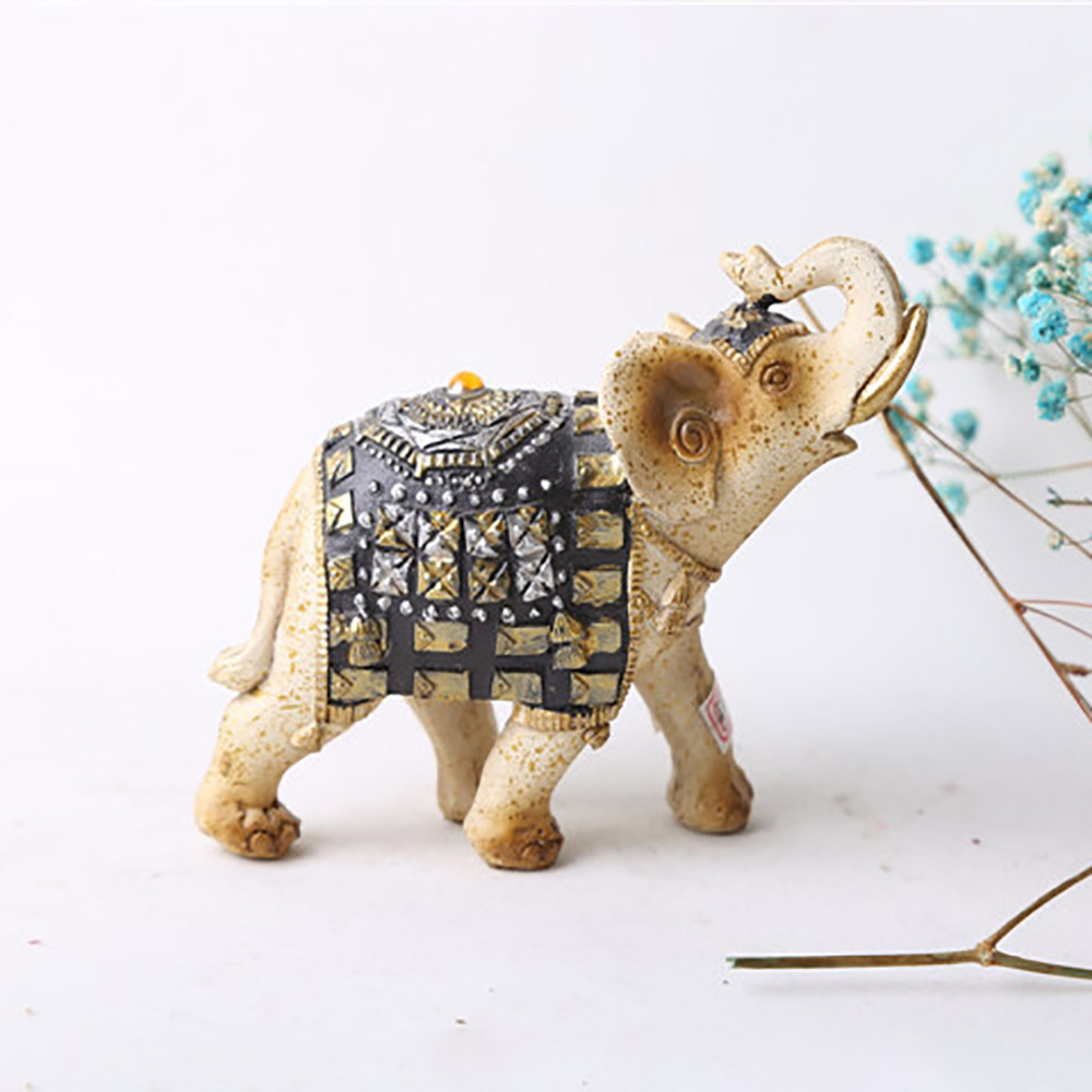 Small Size Resin Black Golden Elephant Figurine  Home Decoration