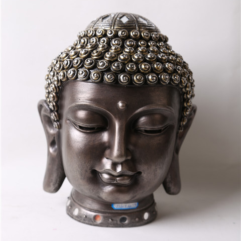 Custom peaceful harmony resin Meditating gift, resin Thai buddha head statue with Halo