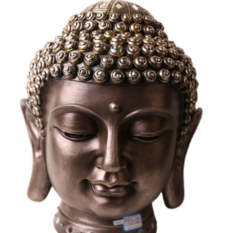 Custom peace harmony resin Meditating gift, resin Big Thai buddha head statue with Halo