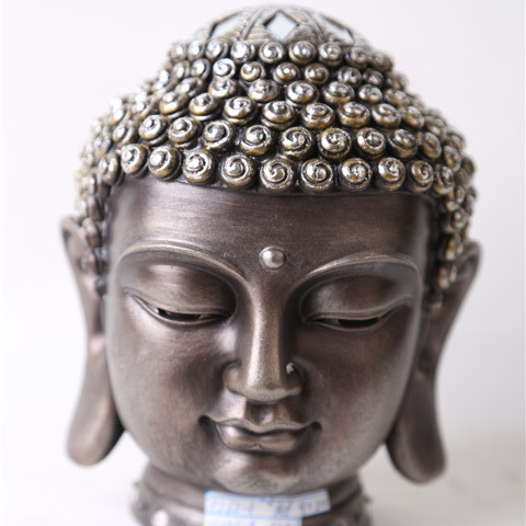 Custom  harmony resin Meditating gift, resin Golden Thai buddha head statue with Halo