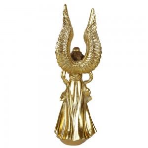 New arrive nativity religious resin craft golden prayer angel figurine with big wings