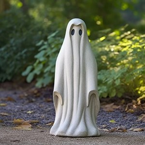 2023 Cross Border Halloween Garden Sculpture White Ghost Outdoor Statue Cute Ghost Garden Decoration Resin Crafts