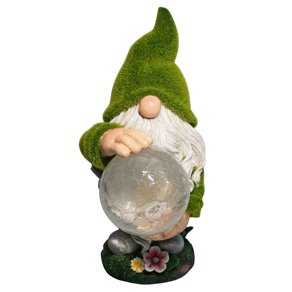 2020 High quality home and garden decor yoga poly resin garden dwarf statue with solar light Featured Image