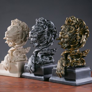 American vintage animal copper lion head resin desktop ornaments ornaments soft furnishing home decoration