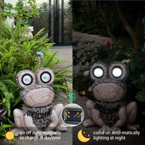 Wholesale yoga frog statue Garden Decorations Resin Garden Frog Statue with Solar Light,Lawn Ornament