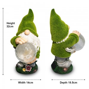 2020 High quality home and garden decor yoga poly resin garden dwarf statue with solar light