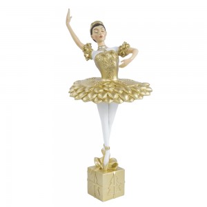 2022 New arrival resin craft ornament golden ballet dancer sculpture for home decoration and gift