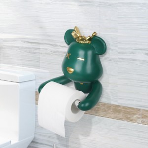 2023Crown Violent Bear Resin Roll Holder Animal Hanging Decoration Modern Simple Home Decoration No Flush Toilet Bathroom