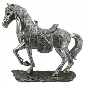BSCI factory customized tabletop resin sculpture, handmade vintage polyresin horse figurine