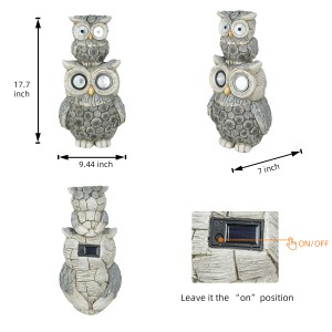 Wholesale Resin animal statue Garden Decorations Resin Garden Owl Statue with Solar Light,Lawn Ornament
