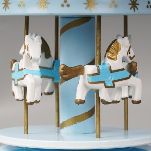 Customized Xmas Carrossel decorative Kid musical toy gift Wind up Round Plastic and wooden Merry go carousel music box