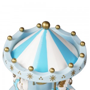Customized Xmas Carrossel decorative Kid musical toy gift Wind up Round Plastic and wooden Merry go carousel music box