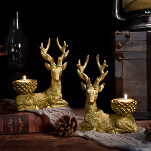 2023 European deer candlestick creative ornaments home living room decoration study desktop ornaments resin crafts wholesale