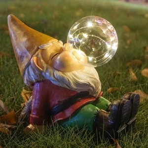Garden Gnomes Statues Decor Outdoor Gnomes Garden Decorations Funny with Solar Light for Yard Lawn Decoration