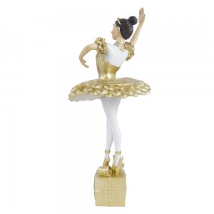 2022 New arrival resin craft ornament golden ballet dancer sculpture for home decoration and gift