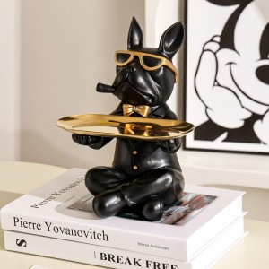 2023 Resin craft dangling cigarettes bulldog dog ornaments storage decorations animal sculpture home decoration storage tray